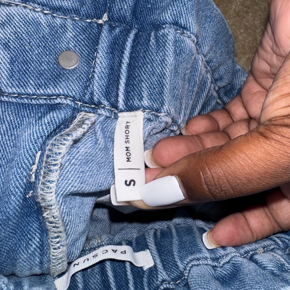 PacSun Blue Jean Shorts with White Drawstring - Picture 3 of 4